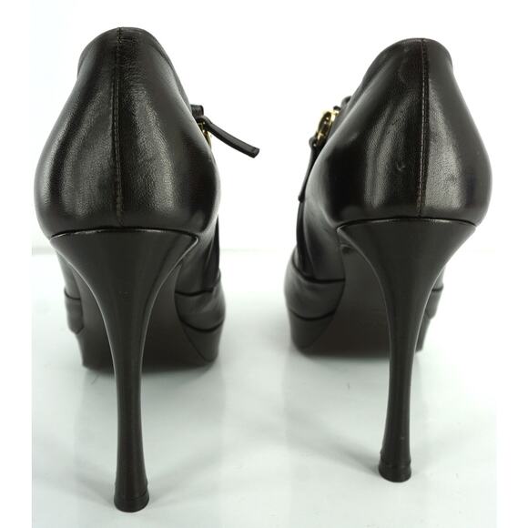 Saint Laurent Brown Leather Tribute Ankle Boot size 11 Platform YSL - Picture 11 of 12